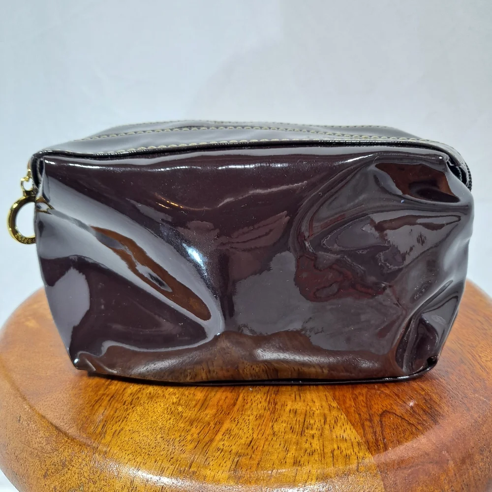 Estee Lauder Chocolate Brown Vinyl Makeup Bag